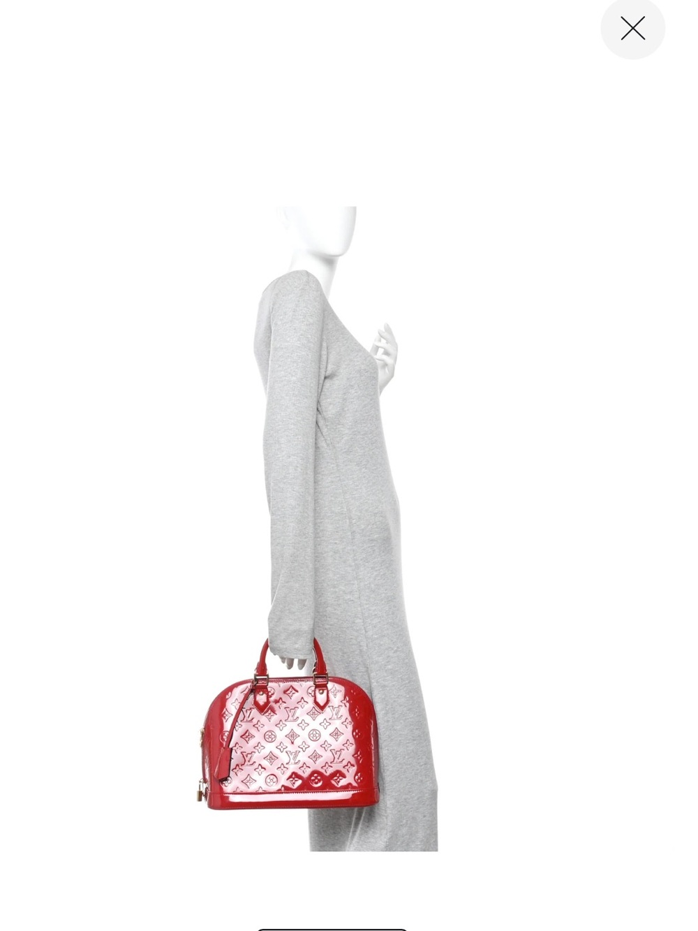 Louis Vuitton Red Vernis Alma Satchel with Gold Hardware - Picture 6 of 15